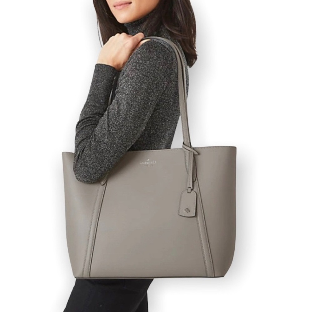 KATE SPADE CARA LARGE TOTE SHOULDER BAG LAPTOP CARRYALL (Nimbus Grey)